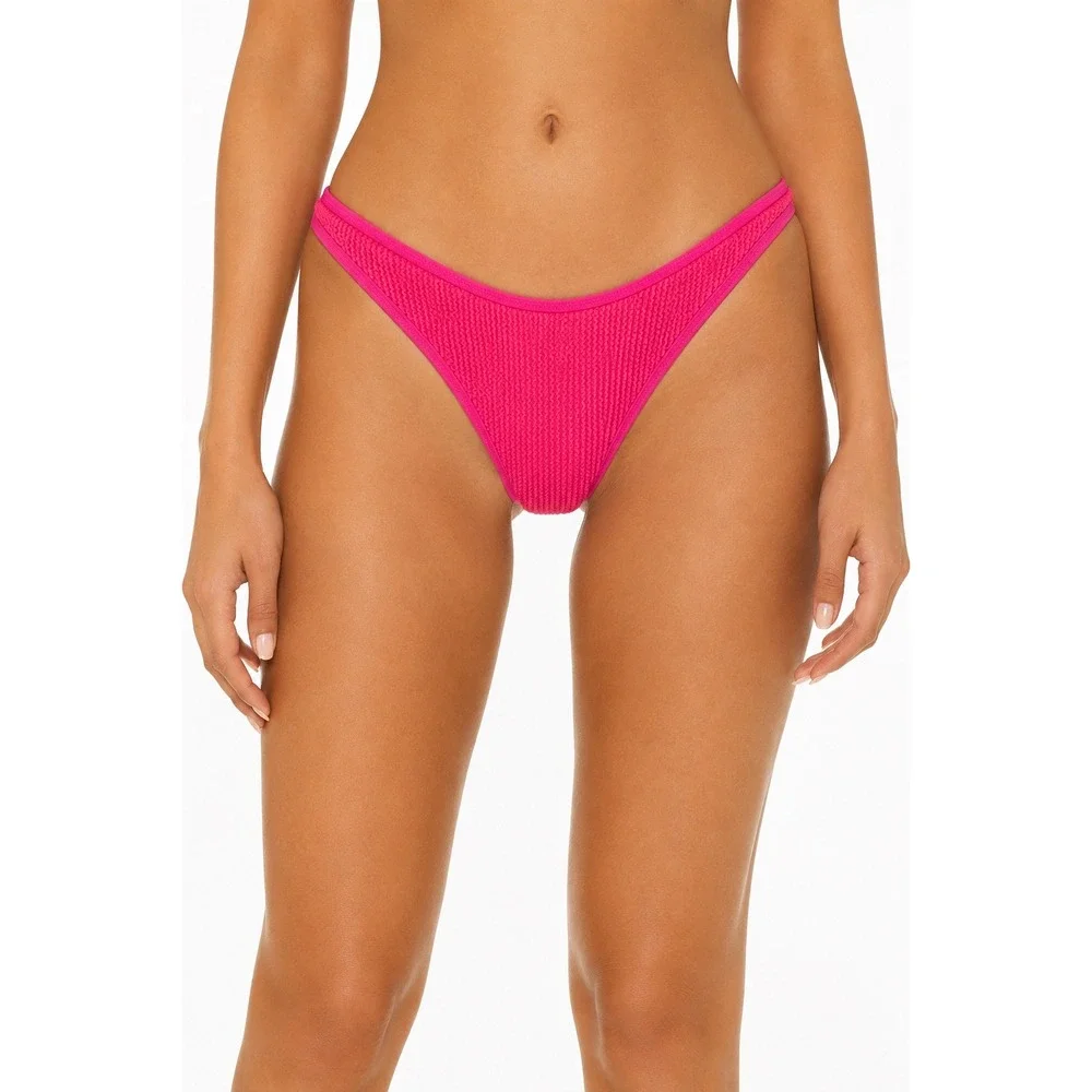 NWT Good American Always Fits  Bikini Bottom Pink Glow L/XL Crinkle Textured